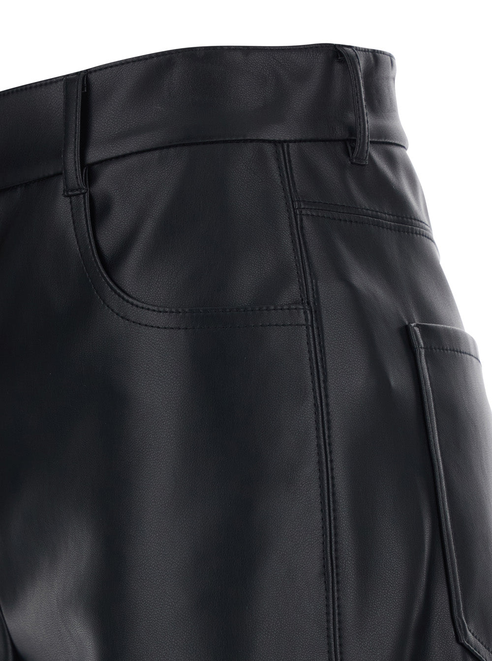 'S MAXMARA 'S Maxmara Women Black Pants With Belt Loops And Applied Pockets On The Back In Ecoleather For Women