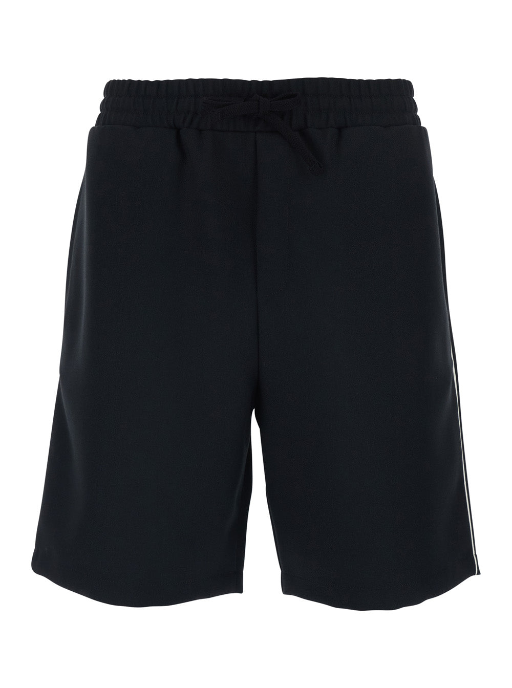 Valentino Men Black Bermuda Shorts With Elastic Waist And Vlogo Plaque On The Back For Men