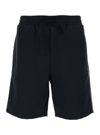 Valentino Men Black Bermuda Shorts With Elastic Waist And Vlogo Plaque On The Back For Men