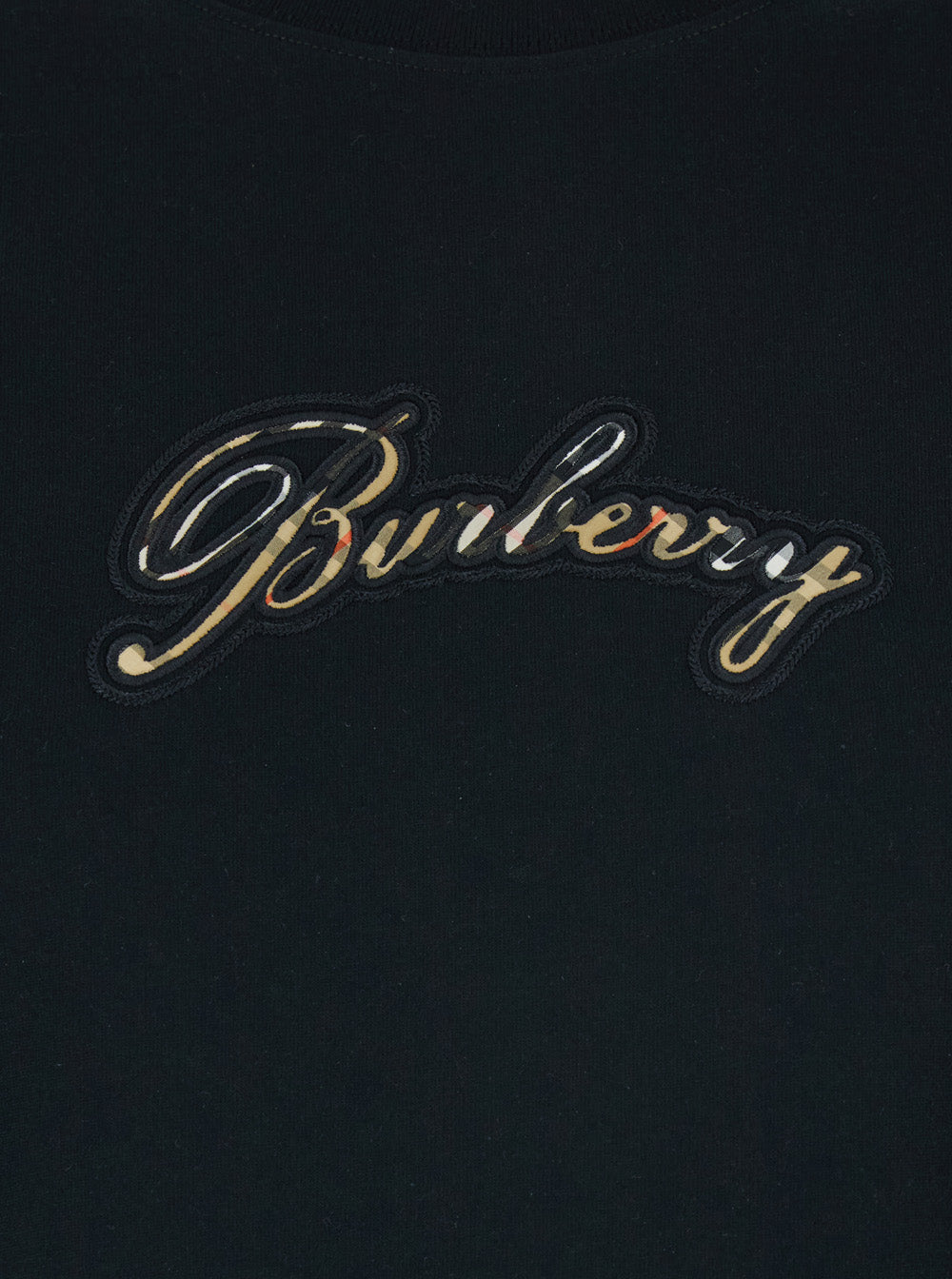 Burberry Women Black Crewneck T-Shirt With Logo Lettering On The Front In Cotton Woman