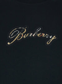 Burberry Women Black Crewneck T-Shirt With Logo Lettering On The Front In Cotton Woman