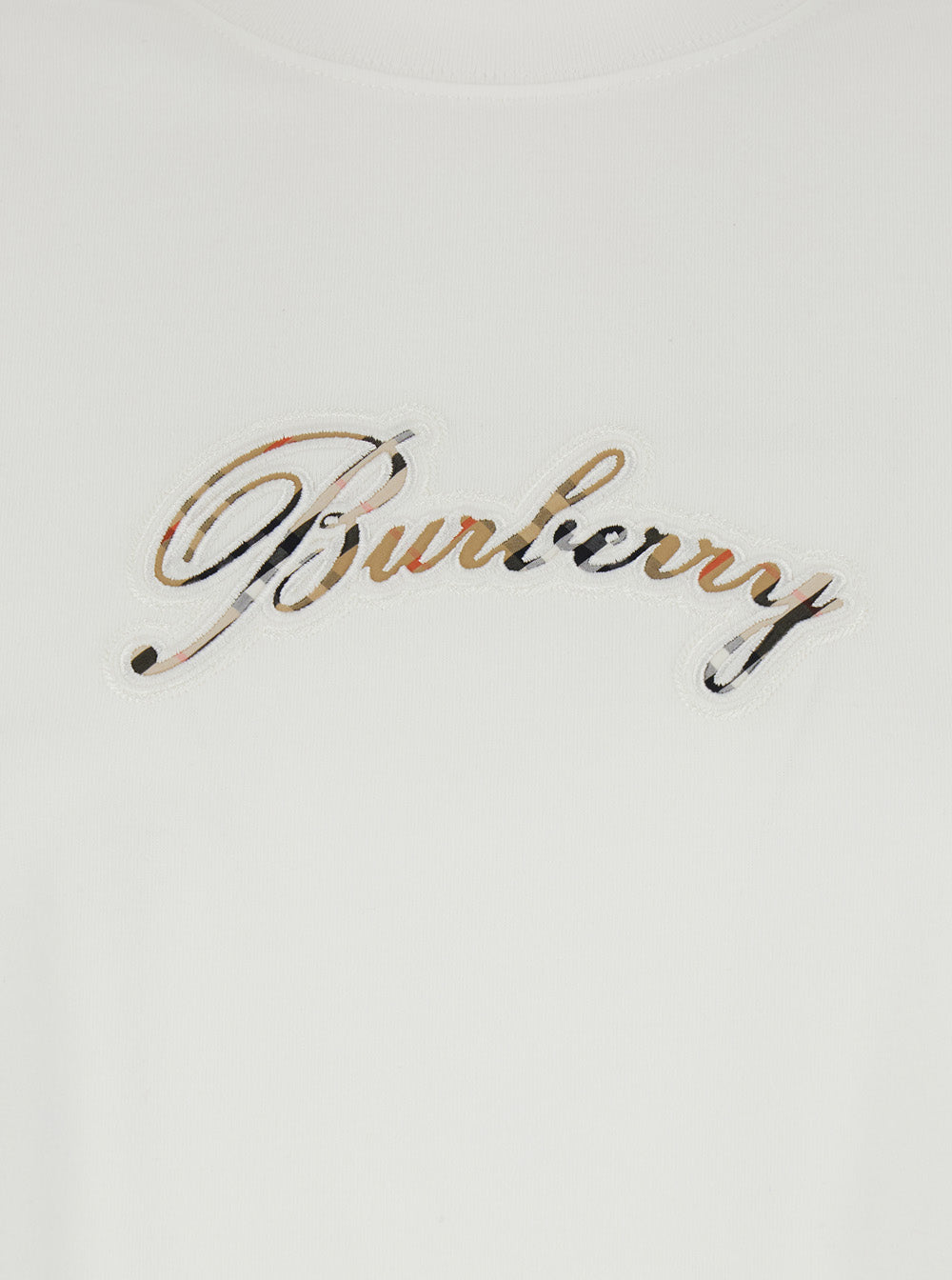 Burberry Women White Crew Neck T-Shirt With Logo Lettering On The Front In Cotton For Women