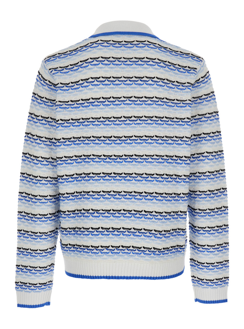 Casablanca Men Blue Polo With Logo Embroidery On The Front And All-Over Stripes In Cotton Man