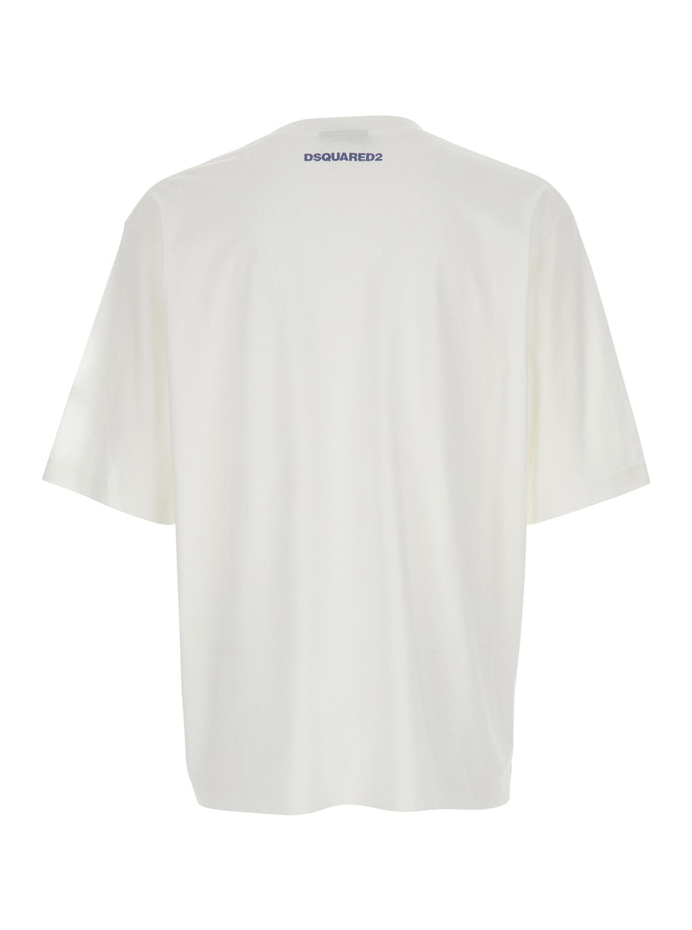 Dsquared2 Men White Crew Neck T-Shirt With Front Print In Cotton For Men