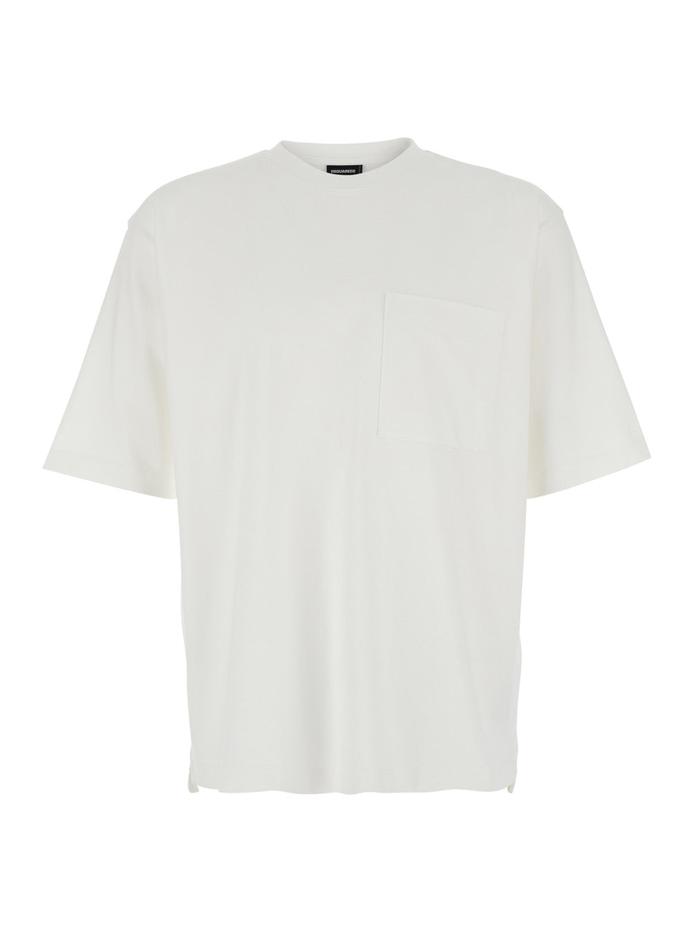 Dsquared2 Men White Crew Neck T-Shirt With Maxi Logo Lettering On The Back In Cotton For Men