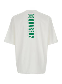 Dsquared2 Men White Crew Neck T-Shirt With Maxi Logo Lettering On The Back In Cotton For Men