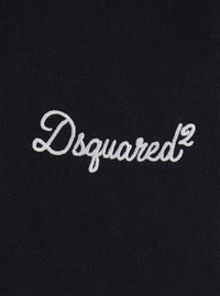 Dsquared2 Men Black Hoodie With Drawstring And Lettering Logo On The Front In Cotton For Men