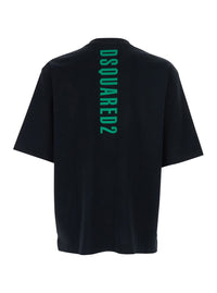 Dsquared2 Men Black T-Shirt With Logo Lettering On The Back In Cotton For Men