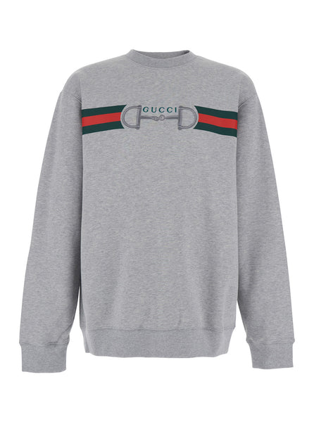 miさん専用　GUCCI original トレーナー ダークグレー Gucci Men Grey Crewneck Sweatshirt With Logo Detail On The Front