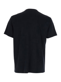Tom Ford Men Black Crew Neck T-Shirt With Logo Embroidery On The Front In Cotton Blend For Men