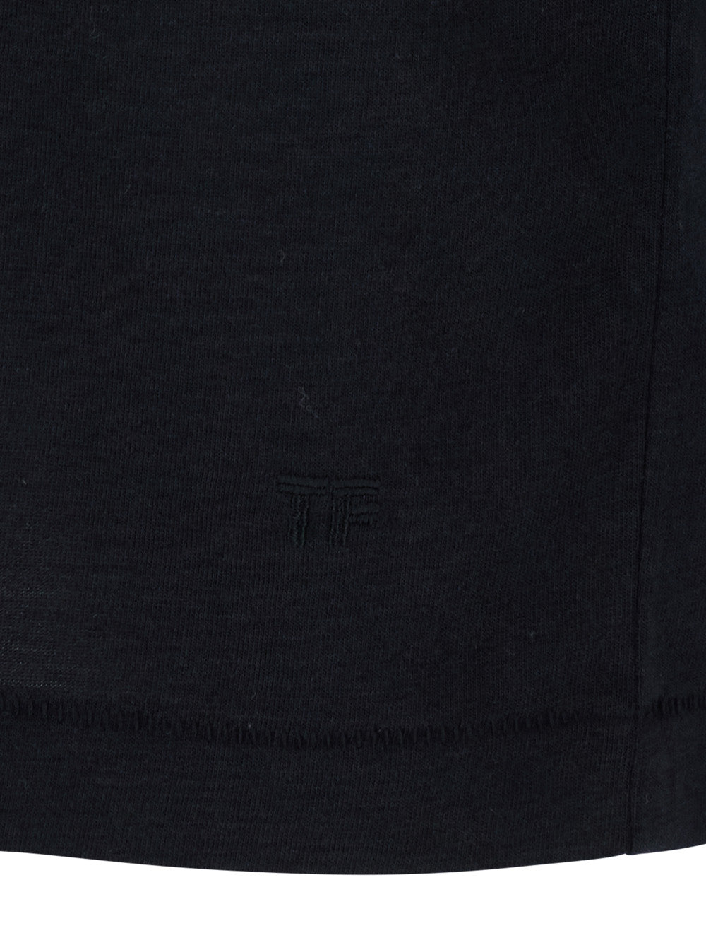 Tom Ford Men Black Crew Neck T-Shirt With Logo Embroidery On The Front In Cotton Blend For Men