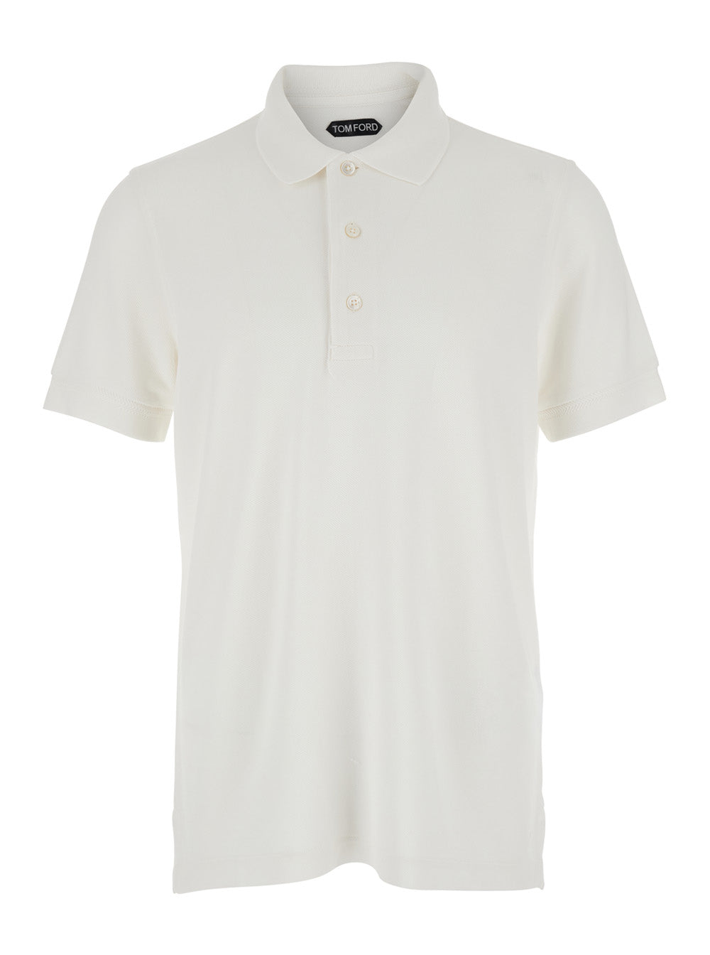 Tom Ford Men White Polo Shirt With Classic Collar And Front Closure In Cotton Blend Men