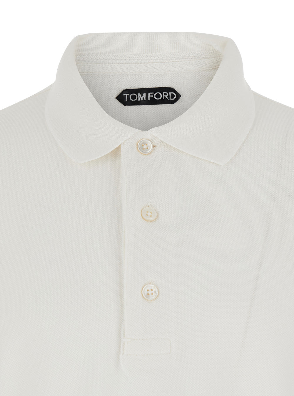 Tom Ford Men White Polo Shirt With Classic Collar And Front Closure In Cotton Blend Men