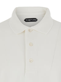 Tom Ford Men White Polo Shirt With Classic Collar And Front Closure In Cotton Blend Men