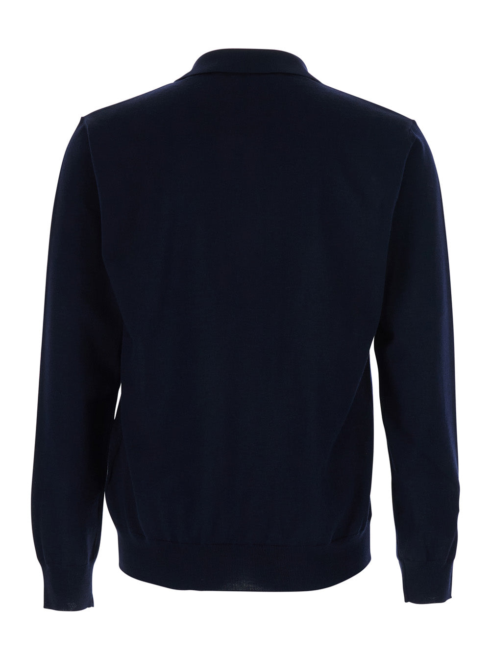Valentino Men Blue Polo Style Sweater With Vlogo Plaque On The Front In Wool For Men