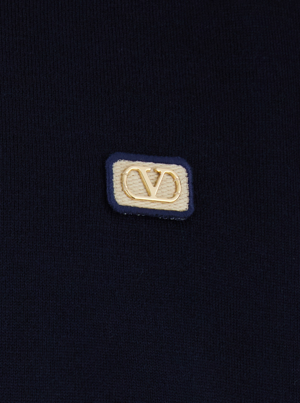Valentino Men Blue Polo Style Sweater With Vlogo Plaque On The Front In Wool For Men