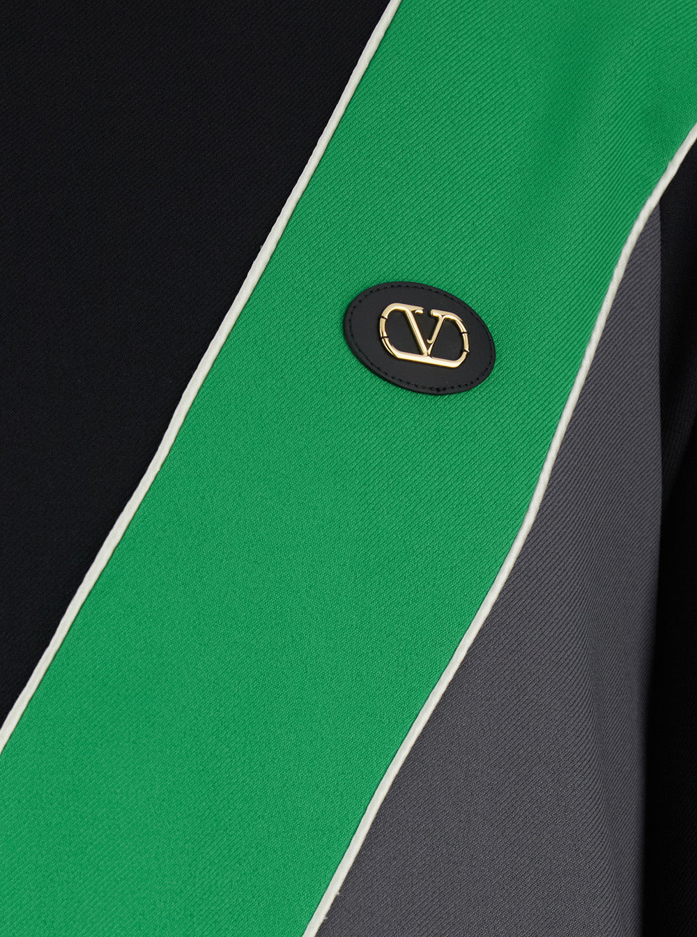 Valentino Men High Neck Sweatshirt With V Inlay On The Front In Tech Fabric Black And Green Men