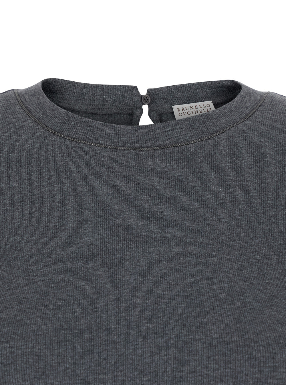 BRUNELLO CUCINELLI Brunello Cucinelli Women Grey T-Shirt With Round Neck And Three-Quarter Sleeve In Cotton Woman