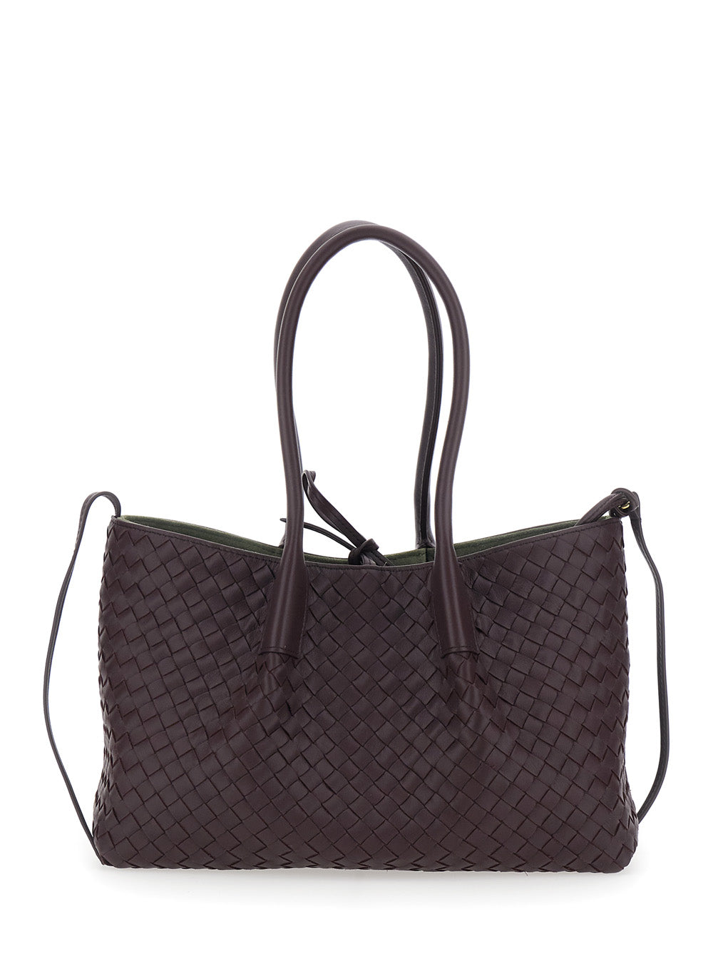 Bottega Veneta Women Bordeaux Bag 'Pinacoteca' Medium With Intreccio Motif In Leather For Women