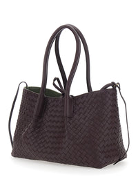 Bottega Veneta Women Bordeaux Bag 'Pinacoteca' Medium With Intreccio Motif In Leather For Women