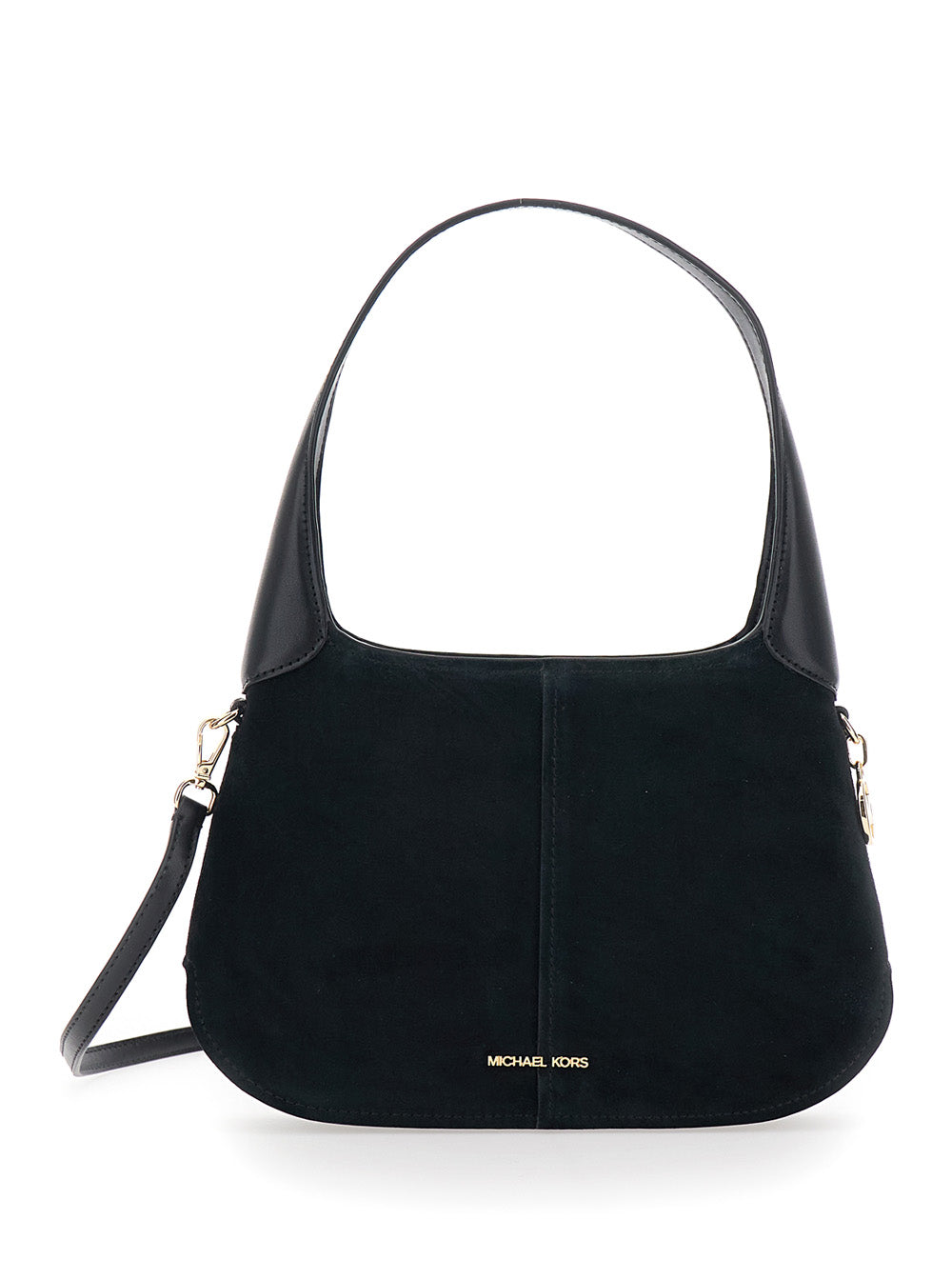 MICHAEL MICHAEL KORS Michael Michael Kors Women 'Alice' Black Shoulder Bag With Removable Shoulder Strap And Logo Lettering On The Front In Suede Woman