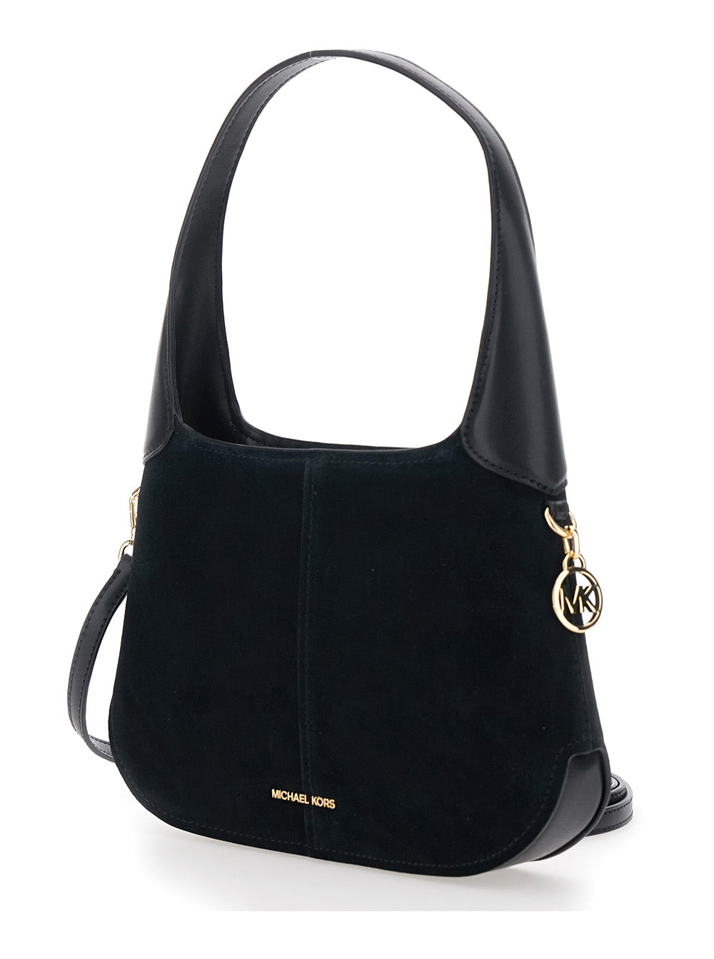 MICHAEL MICHAEL KORS Michael Michael Kors Women 'Alice' Black Shoulder Bag With Removable Shoulder Strap And Logo Lettering On The Front In Suede Woman