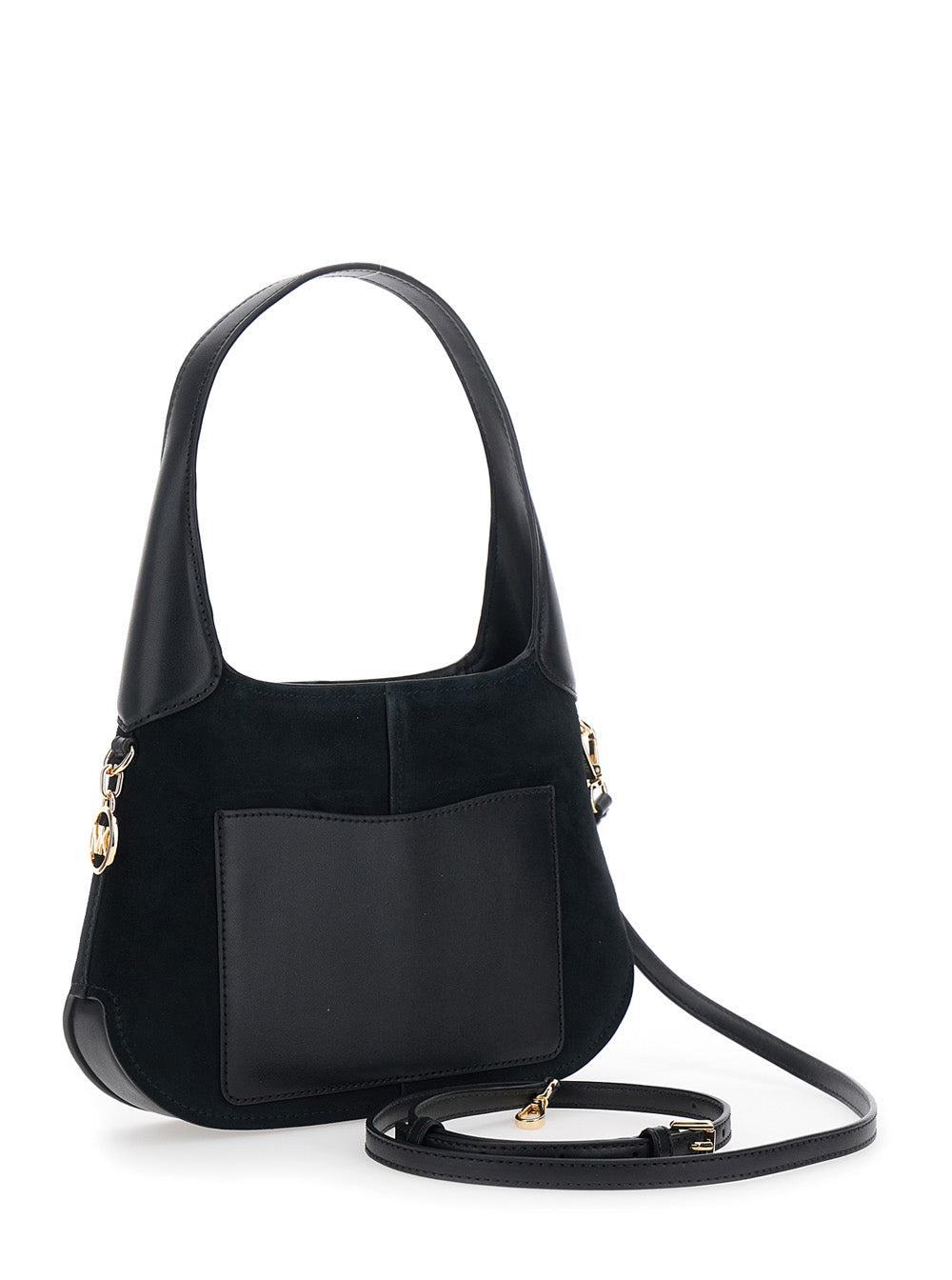 MICHAEL MICHAEL KORS Michael Michael Kors Women 'Alice' Black Shoulder Bag With Removable Shoulder Strap And Logo Lettering On The Front In Suede Woman
