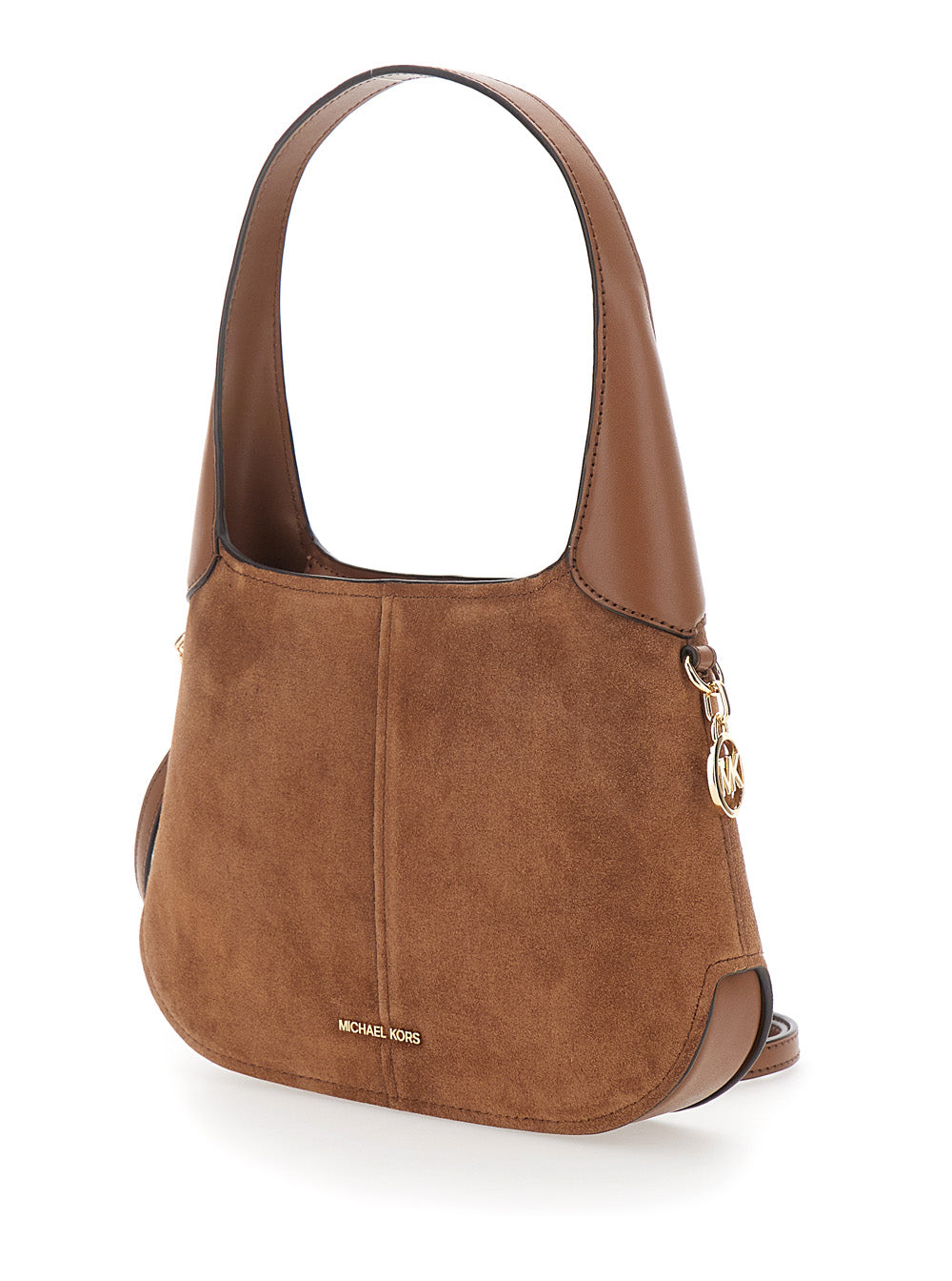 MICHAEL MICHAEL KORS Michael Michael Kors Women 'Alice' Brown Shoulder Bag With Removable Strap And Logo Lettering On The Front In Suede Women