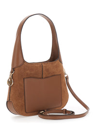 MICHAEL MICHAEL KORS Michael Michael Kors Women 'Alice' Brown Shoulder Bag With Removable Strap And Logo Lettering On The Front In Suede Women