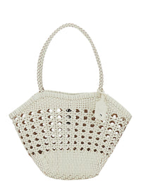 Osoi Women 'Lip' White Shoulder Bag With Rounded Handles And Woven Design In Leather Women