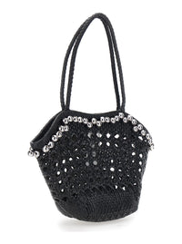 Osoi Women 'Lip' Black Shoulder Bag With Rounded Handles And Bead Details In Leather For Women