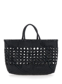 OSOI Osoi Women 'Biscuit Tote' Black Handbag With Double Round Handles And Woven Design In Ecoleather For Women