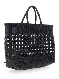 OSOI Osoi Women 'Biscuit Tote' Black Handbag With Double Round Handles And Woven Design In Ecoleather For Women
