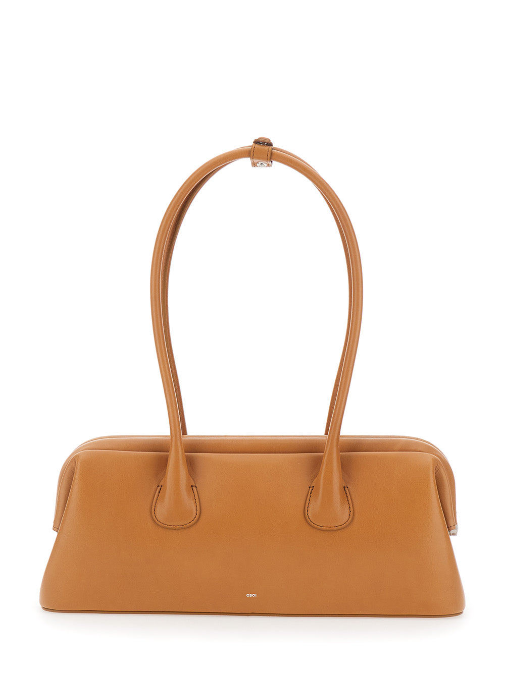 Osoi Women 'Boat Wide Mini' Brown Shoulder Bag With Round Handles And Logo Lettering On The Front In Leather For Women