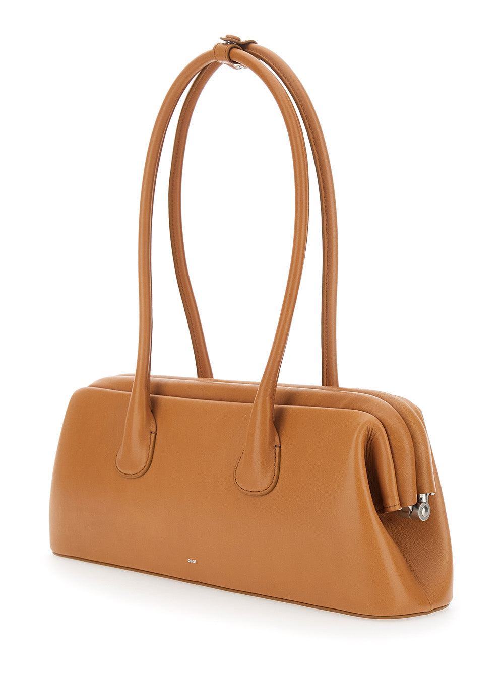 Osoi Women 'Boat Wide Mini' Brown Shoulder Bag With Round Handles And Logo Lettering On The Front In Leather For Women