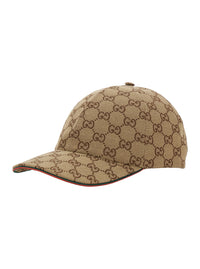 Gucci Women Beige Baseball Cap With Curved Brim And Gg All-Over Motif In Fabric Woman