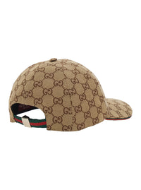 Gucci Women Beige Baseball Cap With Curved Brim And Gg All-Over Motif In Fabric Woman
