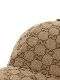Gucci Women Beige Baseball Cap With Curved Brim And Gg All-Over Motif In Fabric Woman