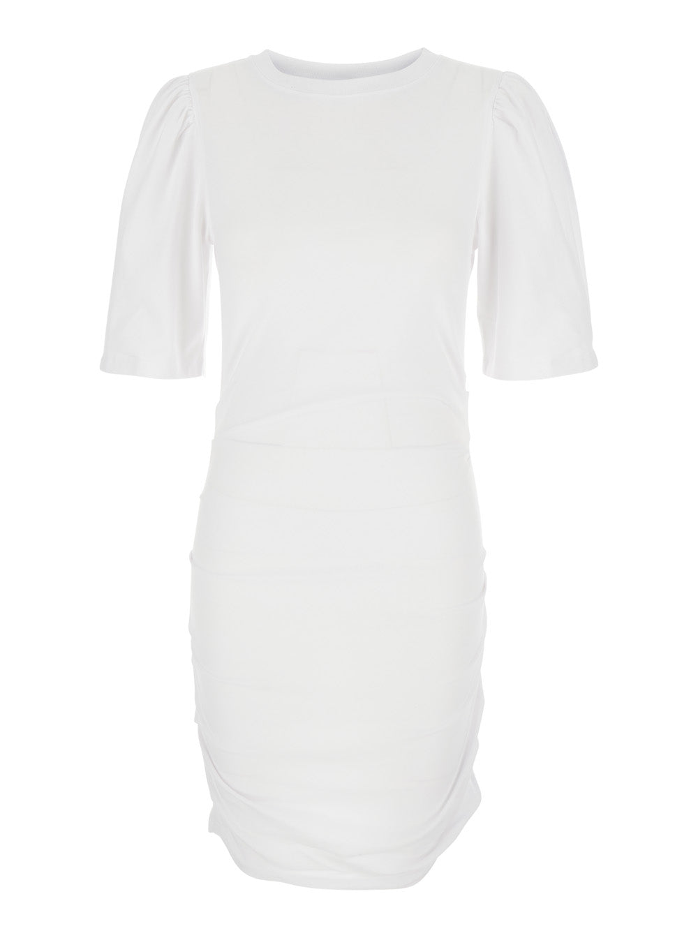 Isabel Marant Women 'Mylda' White Crew Neck Dress With Pleated Details In Cotton Woman