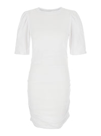 Isabel Marant Women 'Mylda' White Crew Neck Dress With Pleated Details In Cotton Woman
