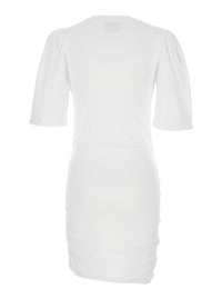 Isabel Marant Women 'Mylda' White Crew Neck Dress With Pleated Details In Cotton Woman