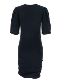 Isabel Marant Women Dress 'Mylda' Crew Neck With Pleated Details In Black Cotton For Women