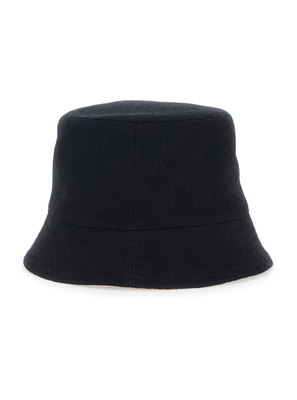 Gucci Women Black Hat With Gg Logo Plate On The Front In Cotton For Women