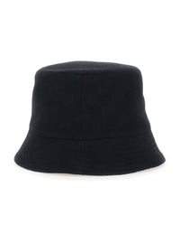 Gucci Women Black Hat With Gg Logo Plate On The Front In Cotton For Women