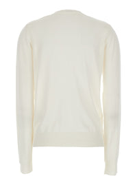 P.A.R.O.S.H. Women Long Sleeve V-Neck Sweater In White Wool And Silk Blend For Women
