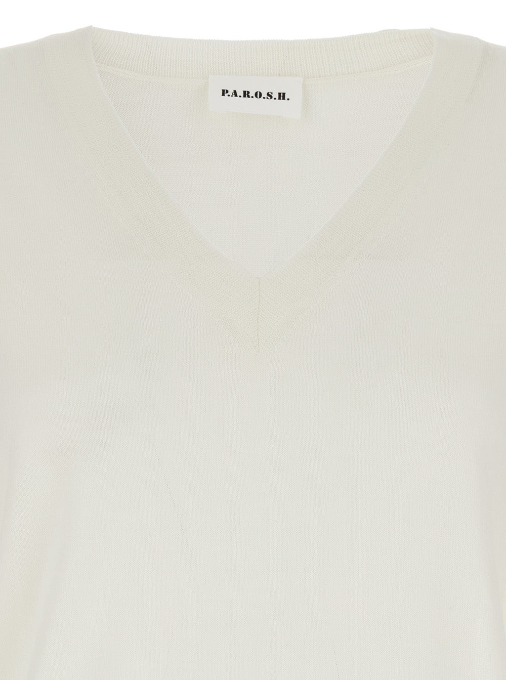 P.A.R.O.S.H. Women Long Sleeve V-Neck Sweater In White Wool And Silk Blend For Women