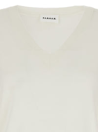 P.A.R.O.S.H. Women Long Sleeve V-Neck Sweater In White Wool And Silk Blend For Women