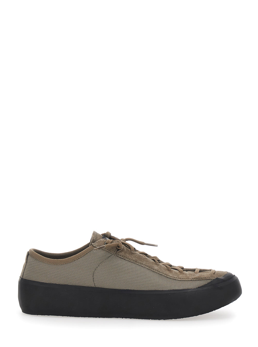 Stone Island Men Brown Low Top Sneakers With Logo Patch On The Tongue In Suede And Mesh Man