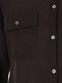 P.A.R.O.S.H. Women Brown Polo Collar Sweater With Front Button Closure In Wool Blend For Women