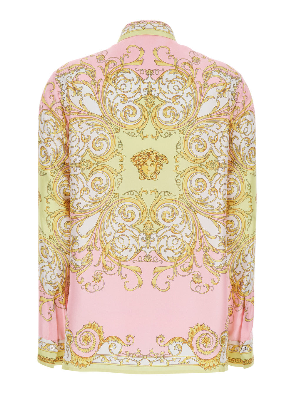 Versace Women Shirt With Pointed Collar And All-Over Baroque Print In Multicolor Silk For Women